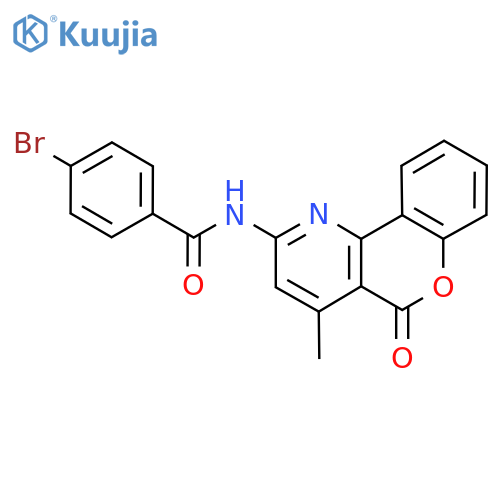 4-bromo-N-{4-methyl-5-oxo-5H-chromeno4,3-bpyridin-2-yl}benzamide structure