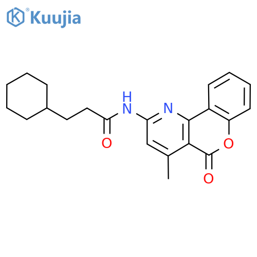 3-cyclohexyl-N-{4-methyl-5-oxo-5H-chromeno4,3-bpyridin-2-yl}propanamide structure