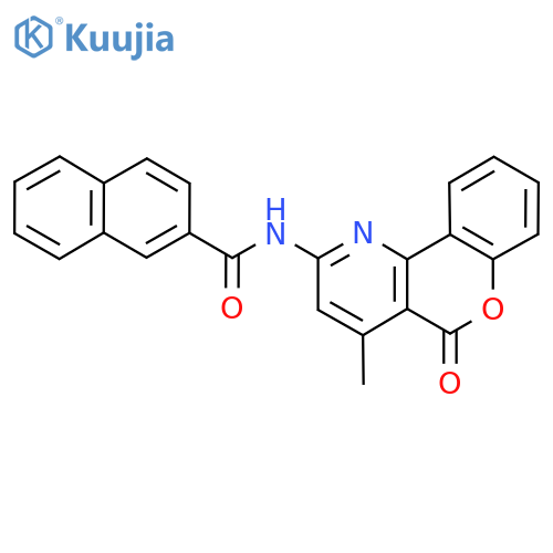 N-{4-methyl-5-oxo-5H-chromeno4,3-bpyridin-2-yl}naphthalene-2-carboxamide structure
