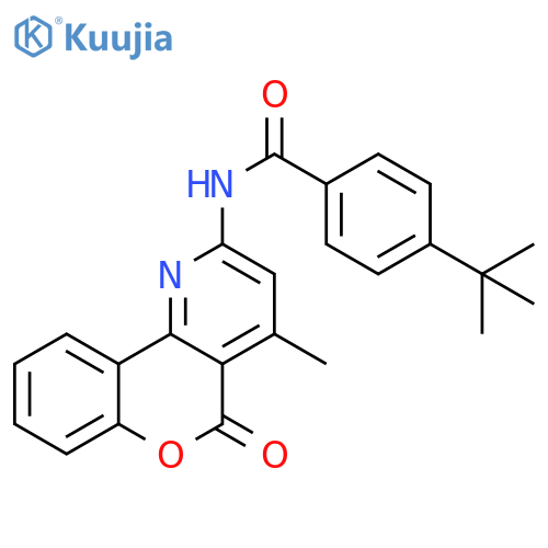 4-tert-butyl-N-{4-methyl-5-oxo-5H-chromeno4,3-bpyridin-2-yl}benzamide structure