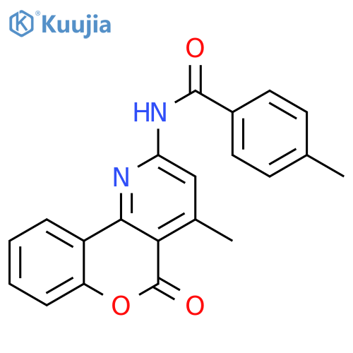 4-methyl-N-{4-methyl-5-oxo-5H-chromeno4,3-bpyridin-2-yl}benzamide structure