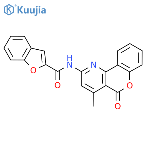 N-{4-methyl-5-oxo-5H-chromeno4,3-bpyridin-2-yl}-1-benzofuran-2-carboxamide structure