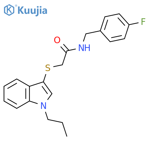 N-(4-fluorophenyl)methyl-2-(1-propyl-1H-indol-3-yl)sulfanylacetamide structure