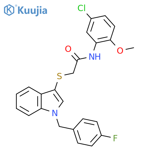 N-(5-chloro-2-methoxyphenyl)-2-({1-(4-fluorophenyl)methyl-1H-indol-3-yl}sulfanyl)acetamide structure