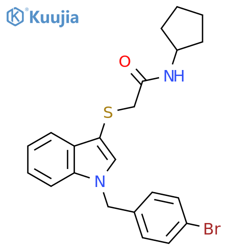2-({1-(4-bromophenyl)methyl-1H-indol-3-yl}sulfanyl)-N-cyclopentylacetamide structure