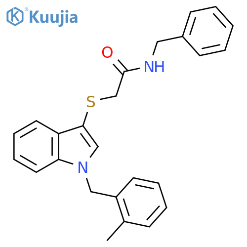N-benzyl-2-({1-(2-methylphenyl)methyl-1H-indol-3-yl}sulfanyl)acetamide structure