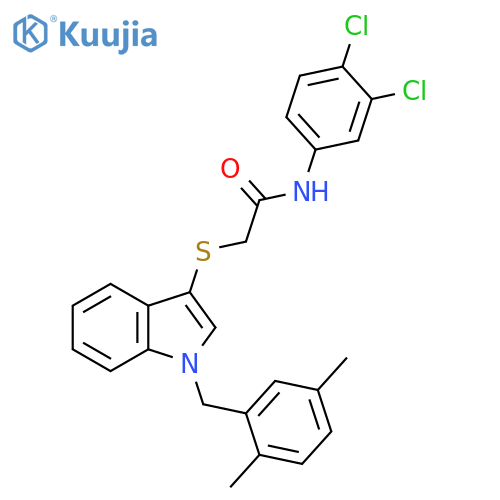 N-(3,4-dichlorophenyl)-2-({1-(2,5-dimethylphenyl)methyl-1H-indol-3-yl}sulfanyl)acetamide structure