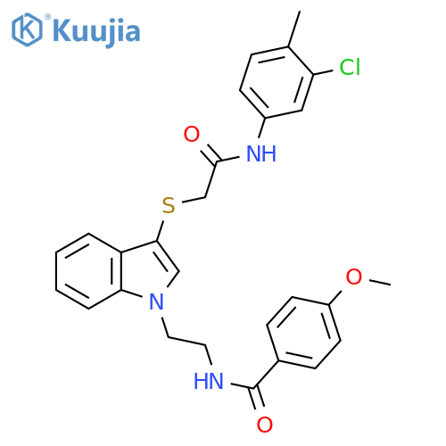 N-{2-3-({(3-chloro-4-methylphenyl)carbamoylmethyl}sulfanyl)-1H-indol-1-ylethyl}-4-methoxybenzamide structure