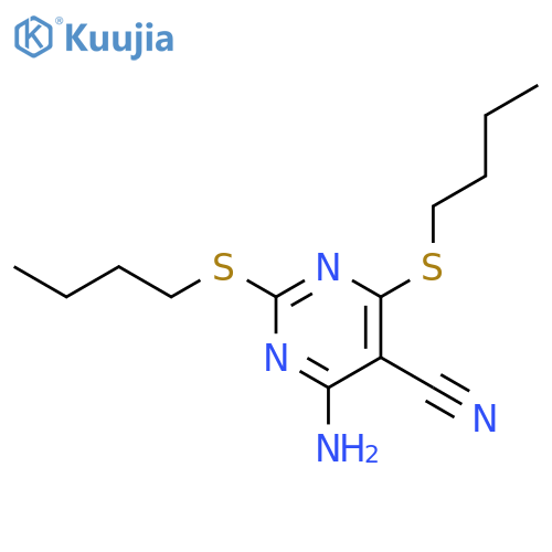5-PYRIMIDINECARBONITRILE, 4-AMINO-2,6-BIS(BUTYLTHIO)- structure