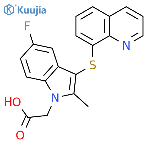 1H-Indole-1-acetic acid, 5-fluoro-2-methyl-3-(8-quinolinylthio)- structure