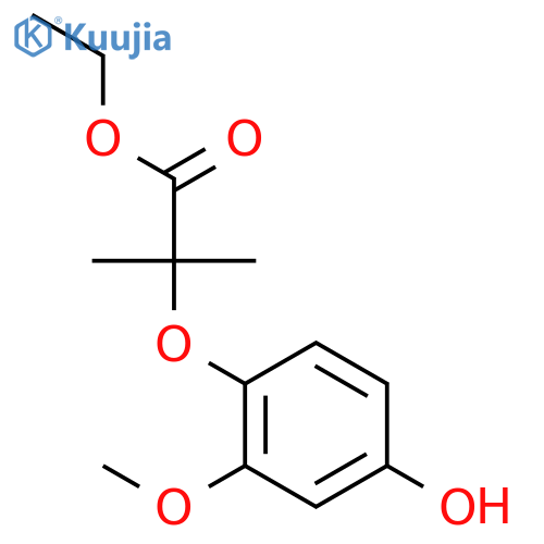 Propanoic acid, 2-(4-hydroxy-2-methoxyphenoxy)-2-methyl-, ethyl ester structure