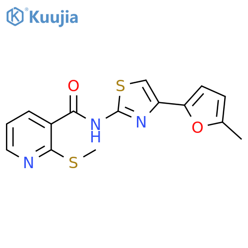 3-Pyridinecarboxamide, N-[4-(5-methyl-2-furanyl)-2-thiazolyl]-2-(methylthio)- structure