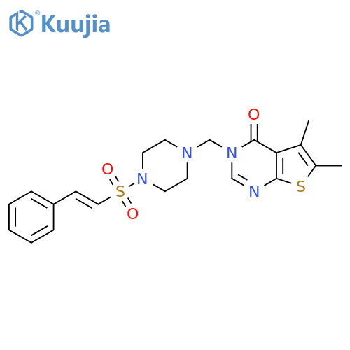 5,6-dimethyl-3-{[4-(2-phenylethenesulfonyl)piperazin-1-yl]methyl}-3H,4H-thieno[2,3-d]pyrimidin-4-one structure