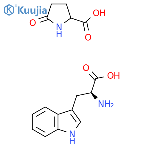 (2S)-2-Amino-3-(1H-indol-3-yl)propanoic acid;5-oxopyrrolidine-2-carboxylic acid structure