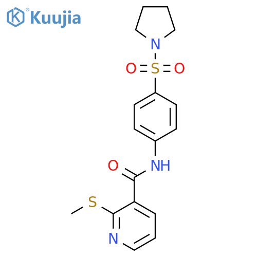 2-(methylsulfanyl)-N-[4-(pyrrolidine-1-sulfonyl)phenyl]pyridine-3-carboxamide structure