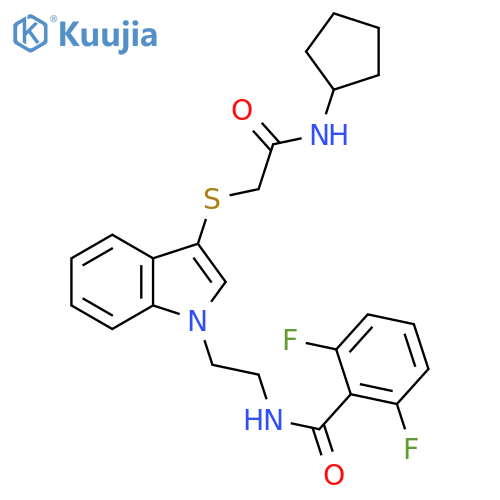 N-2-(3-{(cyclopentylcarbamoyl)methylsulfanyl}-1H-indol-1-yl)ethyl-2,6-difluorobenzamide structure