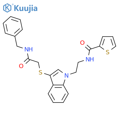 N-2-(3-{(benzylcarbamoyl)methylsulfanyl}-1H-indol-1-yl)ethylthiophene-2-carboxamide structure