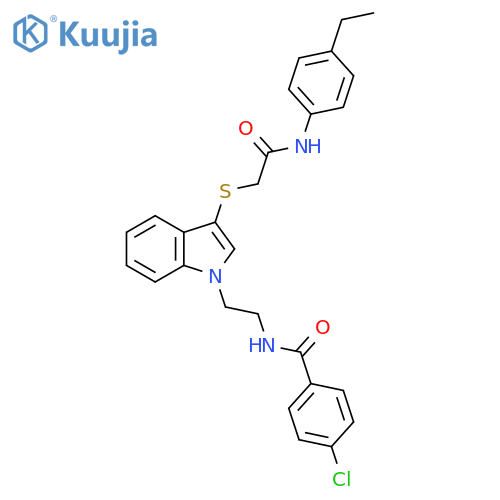 4-chloro-N-{2-3-({(4-ethylphenyl)carbamoylmethyl}sulfanyl)-1H-indol-1-ylethyl}benzamide structure