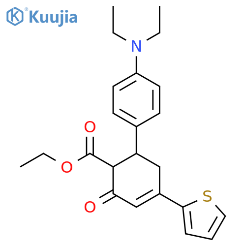 ethyl 6-4-(diethylamino)phenyl-2-oxo-4-(thiophen-2-yl)cyclohex-3-ene-1-carboxylate structure