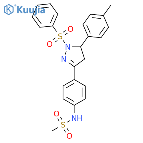 N-{4-1-(benzenesulfonyl)-5-(4-methylphenyl)-4,5-dihydro-1H-pyrazol-3-ylphenyl}methanesulfonamide structure