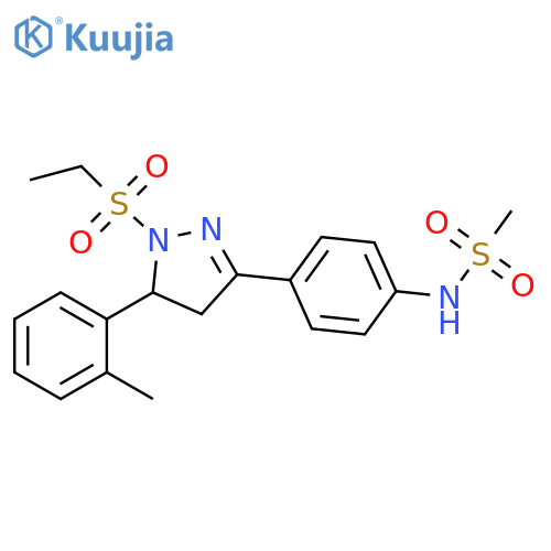 N-{4-1-(ethanesulfonyl)-5-(2-methylphenyl)-4,5-dihydro-1H-pyrazol-3-ylphenyl}methanesulfonamide structure
