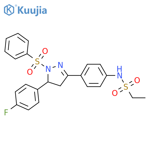 N-{4-1-(benzenesulfonyl)-5-(4-fluorophenyl)-4,5-dihydro-1H-pyrazol-3-ylphenyl}ethane-1-sulfonamide structure