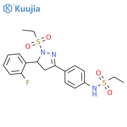 N-{4-1-(ethanesulfonyl)-5-(2-fluorophenyl)-4,5-dihydro-1H-pyrazol-3-ylphenyl}ethane-1-sulfonamide structure