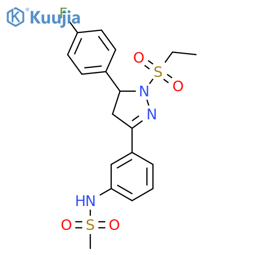 N-{3-1-(ethanesulfonyl)-5-(4-fluorophenyl)-4,5-dihydro-1H-pyrazol-3-ylphenyl}methanesulfonamide structure