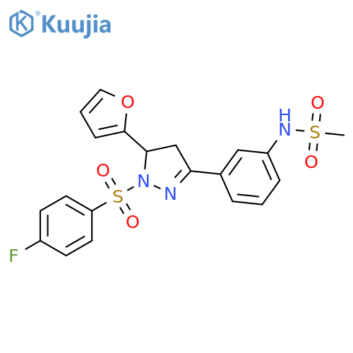 N-{3-1-(4-fluorobenzenesulfonyl)-5-(furan-2-yl)-4,5-dihydro-1H-pyrazol-3-ylphenyl}methanesulfonamide structure