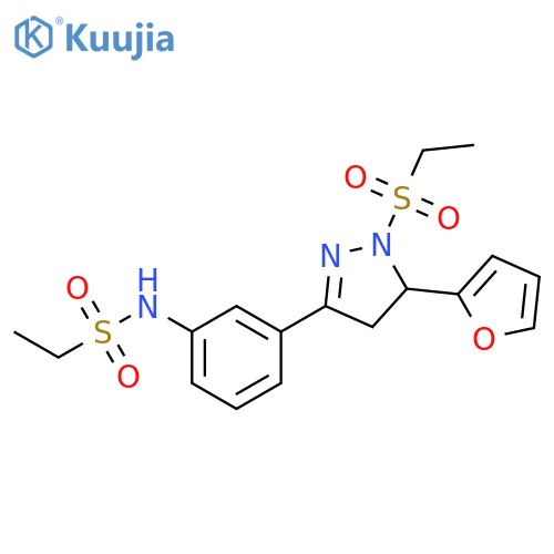 N-{3-1-(ethanesulfonyl)-5-(furan-2-yl)-4,5-dihydro-1H-pyrazol-3-ylphenyl}ethane-1-sulfonamide structure