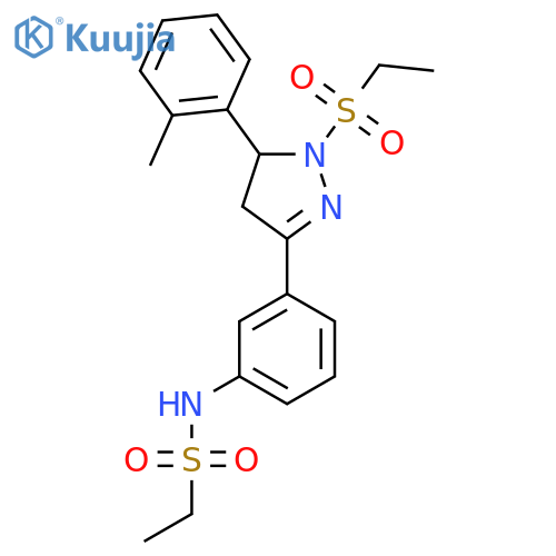 N-{3-1-(ethanesulfonyl)-5-(2-methylphenyl)-4,5-dihydro-1H-pyrazol-3-ylphenyl}ethane-1-sulfonamide structure