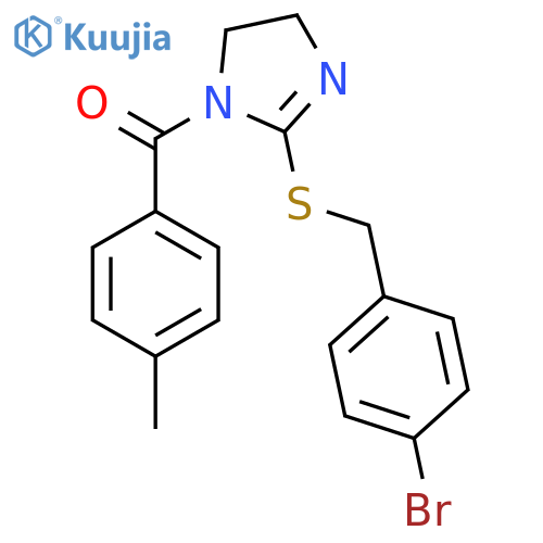 2-{(4-bromophenyl)methylsulfanyl}-1-(4-methylbenzoyl)-4,5-dihydro-1H-imidazole structure