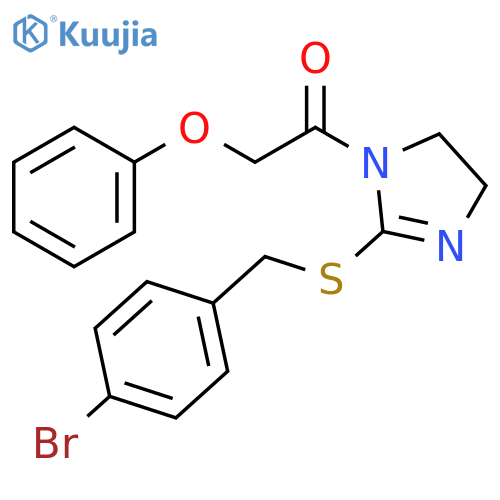 1-(2-{(4-bromophenyl)methylsulfanyl}-4,5-dihydro-1H-imidazol-1-yl)-2-phenoxyethan-1-one structure