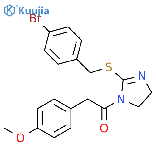 1-(2-{(4-bromophenyl)methylsulfanyl}-4,5-dihydro-1H-imidazol-1-yl)-2-(4-methoxyphenyl)ethan-1-one structure
