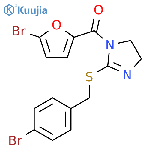 1-(5-bromofuran-2-carbonyl)-2-{(4-bromophenyl)methylsulfanyl}-4,5-dihydro-1H-imidazole structure