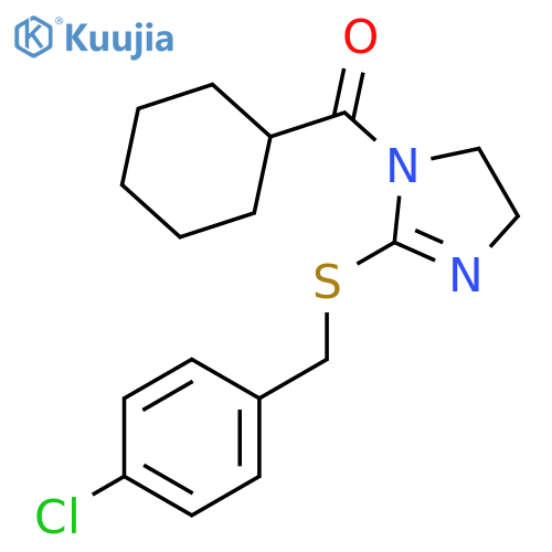 2-{(4-chlorophenyl)methylsulfanyl}-1-cyclohexanecarbonyl-4,5-dihydro-1H-imidazole structure