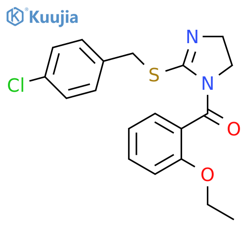 2-{(4-chlorophenyl)methylsulfanyl}-1-(2-ethoxybenzoyl)-4,5-dihydro-1H-imidazole structure