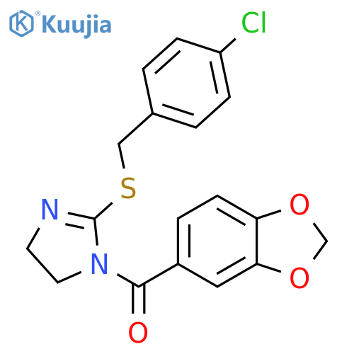 1-(2H-1,3-benzodioxole-5-carbonyl)-2-{(4-chlorophenyl)methylsulfanyl}-4,5-dihydro-1H-imidazole structure