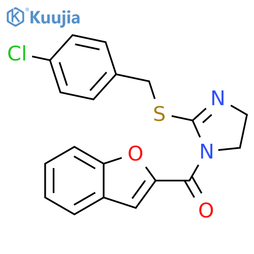 1-(1-benzofuran-2-carbonyl)-2-{(4-chlorophenyl)methylsulfanyl}-4,5-dihydro-1H-imidazole structure