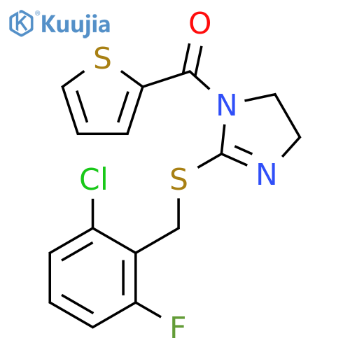 2-{(2-chloro-6-fluorophenyl)methylsulfanyl}-1-(thiophene-2-carbonyl)-4,5-dihydro-1H-imidazole structure