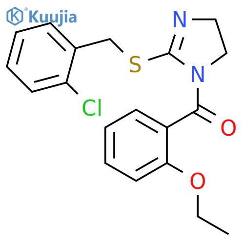2-{(2-chlorophenyl)methylsulfanyl}-1-(2-ethoxybenzoyl)-4,5-dihydro-1H-imidazole structure