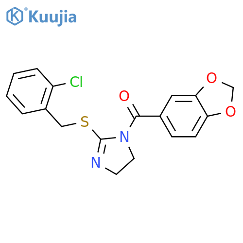 1-(2H-1,3-benzodioxole-5-carbonyl)-2-{(2-chlorophenyl)methylsulfanyl}-4,5-dihydro-1H-imidazole structure