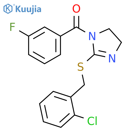 2-{(2-chlorophenyl)methylsulfanyl}-1-(3-fluorobenzoyl)-4,5-dihydro-1H-imidazole structure