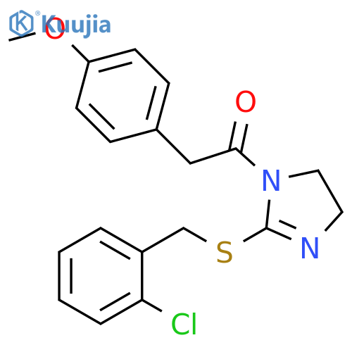 1-(2-{(2-chlorophenyl)methylsulfanyl}-4,5-dihydro-1H-imidazol-1-yl)-2-(4-methoxyphenyl)ethan-1-one structure