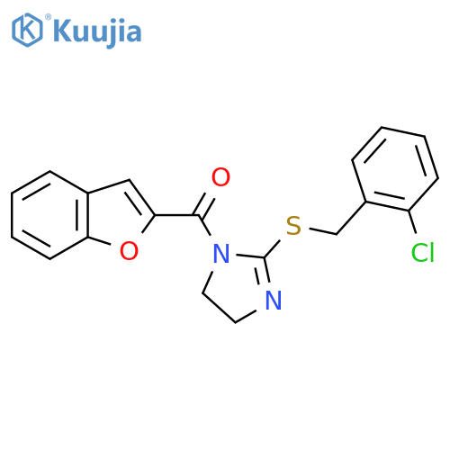 1-(1-benzofuran-2-carbonyl)-2-{(2-chlorophenyl)methylsulfanyl}-4,5-dihydro-1H-imidazole structure