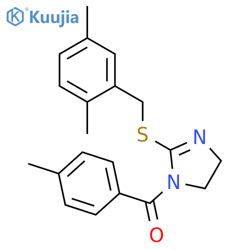 2-{(2,5-dimethylphenyl)methylsulfanyl}-1-(4-methylbenzoyl)-4,5-dihydro-1H-imidazole structure