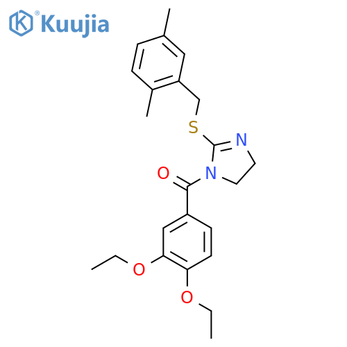 1-(3,4-diethoxybenzoyl)-2-{(2,5-dimethylphenyl)methylsulfanyl}-4,5-dihydro-1H-imidazole structure