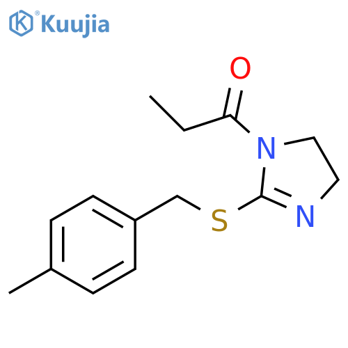 1-(2-{(4-methylphenyl)methylsulfanyl}-4,5-dihydro-1H-imidazol-1-yl)propan-1-one structure