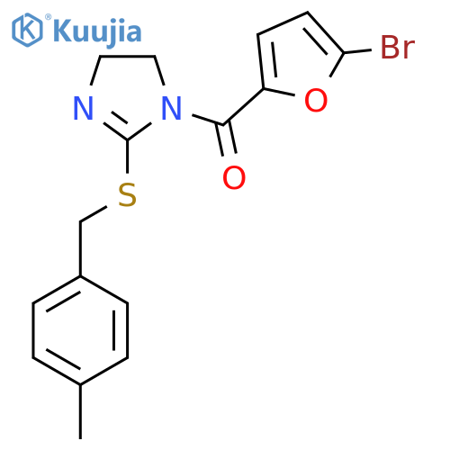 1-(5-bromofuran-2-carbonyl)-2-{(4-methylphenyl)methylsulfanyl}-4,5-dihydro-1H-imidazole structure