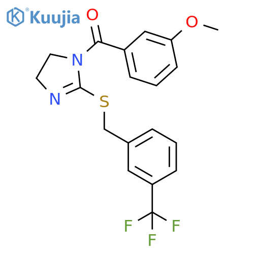 1-(3-methoxybenzoyl)-2-({3-(trifluoromethyl)phenylmethyl}sulfanyl)-4,5-dihydro-1H-imidazole structure